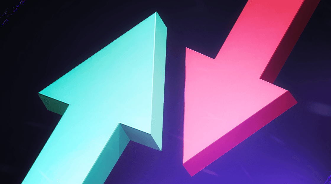 two arrows indicating the over and under sports betting approach.